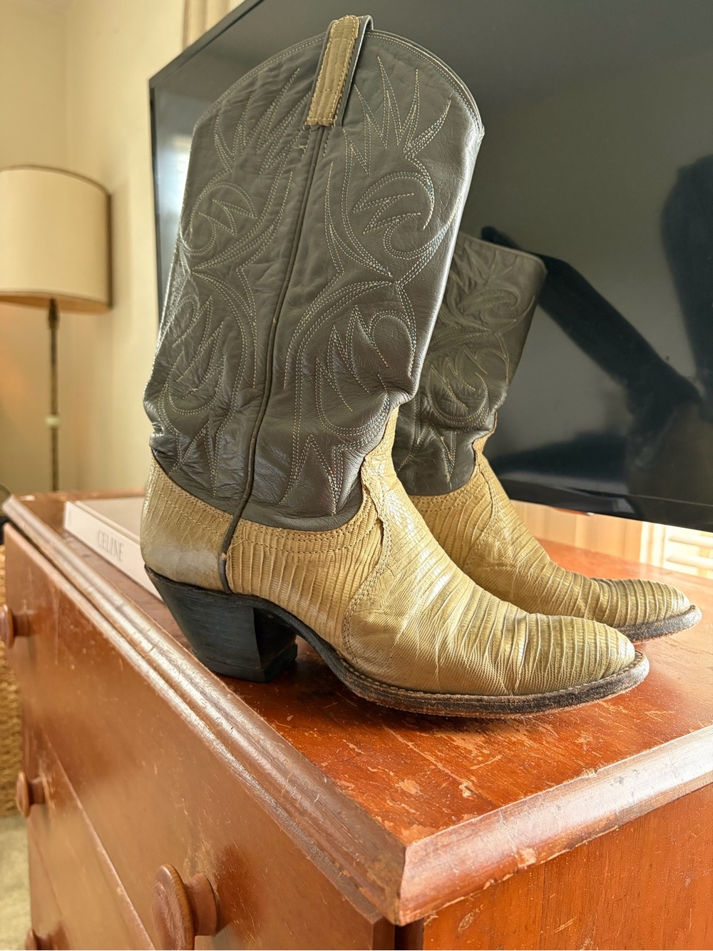 Dan Post Two-Tone Brown and Tan Women's Western Heeled Boots